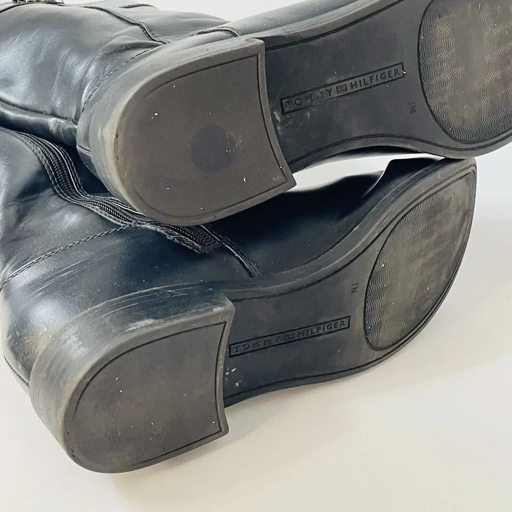 TOMMY HILFIGER Black Riding Boots‎ 7 Knee High Twiyris